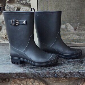 Capelli of New York Black Rubber Rain Boots Size 8